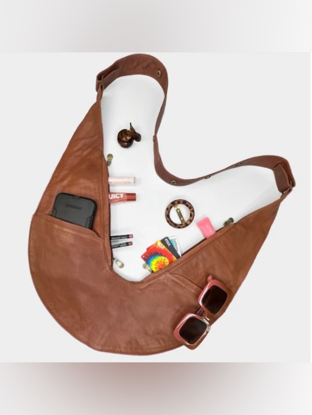 NWT-Sash Bag-Brown Lamskin Leather Classic-RFID-Crossbody Bag